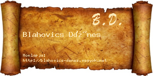 Blahovics Dénes névjegykártya
